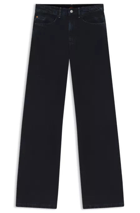Wide-leg jeans in blue-black rigid denim