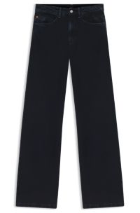 Wide-leg jeans in blue-black rigid denim, Dark Blue
