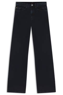 Wide-leg jeans in blue-black rigid denim 1