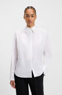 Relaxed-Fit Bluse aus Baumwolle mit Knöpfen an den Manschetten, Weiß