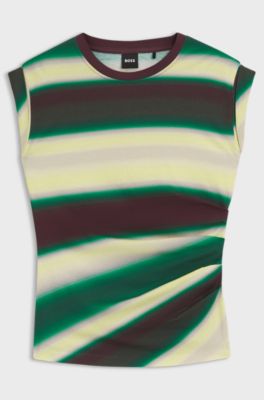 Slim-fit top in cotton jersey with gathered details, Patterned