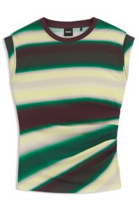 Slim-fit top in cotton jersey with gathered details, Patterned