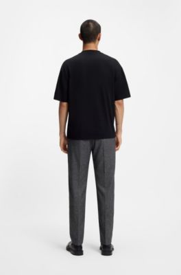 Cotton-jersey T-shirt with floral artwork, Black