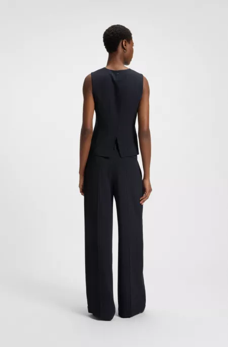Extra-long-length pinstripe trousers with wide leg