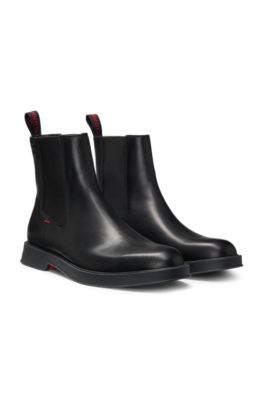 Leather Chelsea boots with stacked logo, Black