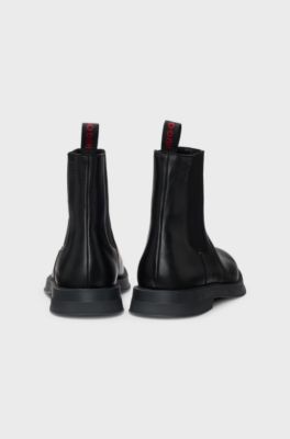 Leather Chelsea boots with stacked logo, Black