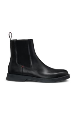 Leather Chelsea boots with stacked logo, Black