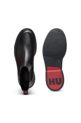 Leather Chelsea boots with stacked logo, Black