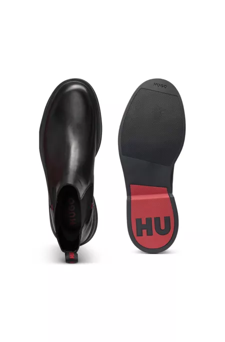 Leather Chelsea boots with stacked logo