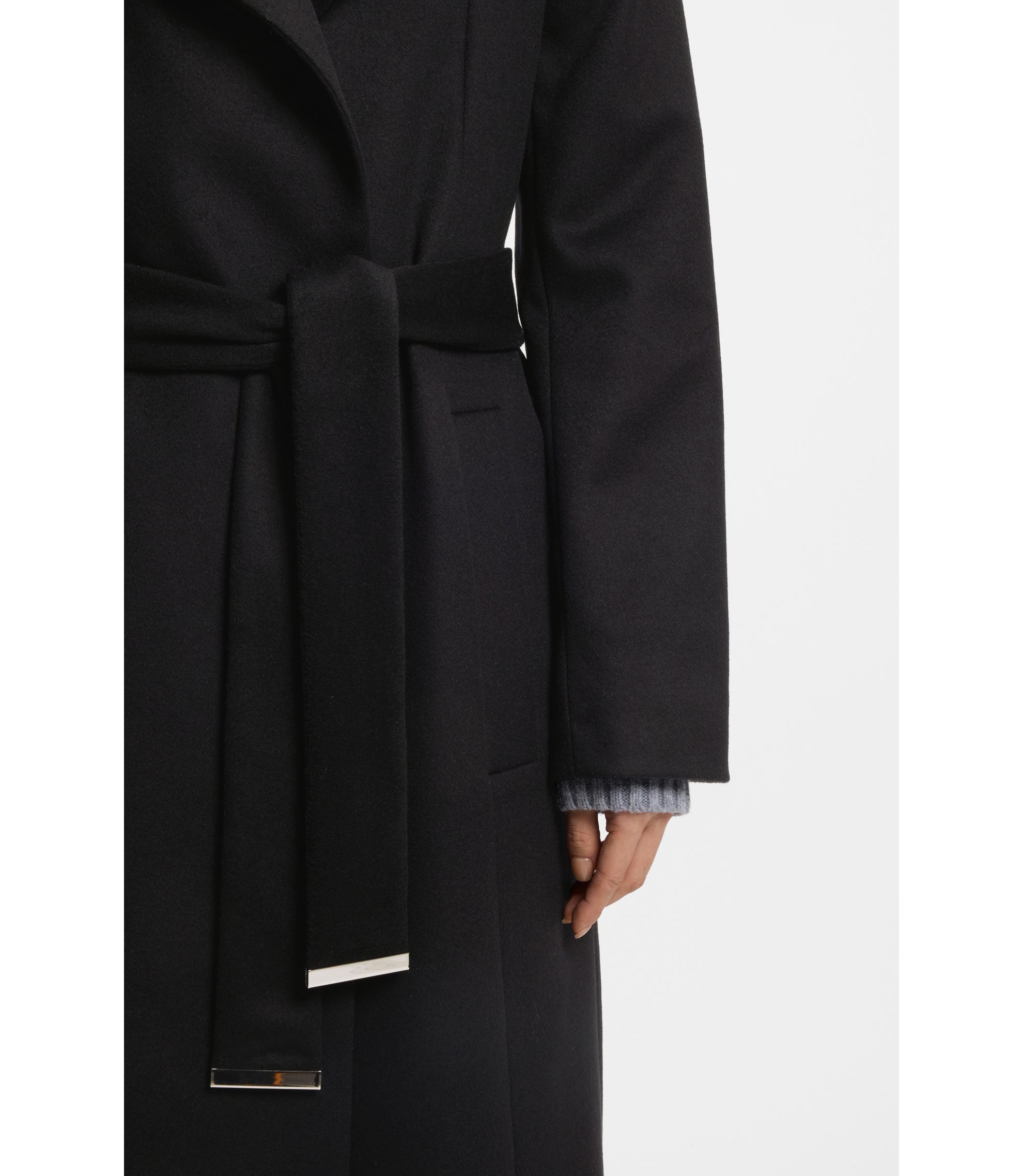 【専用】新品同様・クリーニング済み BOSS ウールコート ブラック黒 BOSS ダブルブレストコート ウールブレンド (Hugo Boss/チェスター