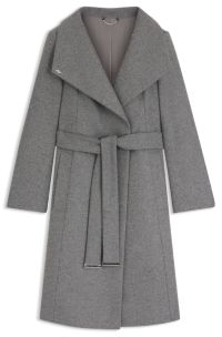 Belted coat in virgin wool and cashmere, Grey