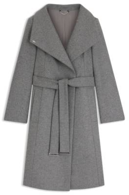 Belted coat in virgin wool and cashmere