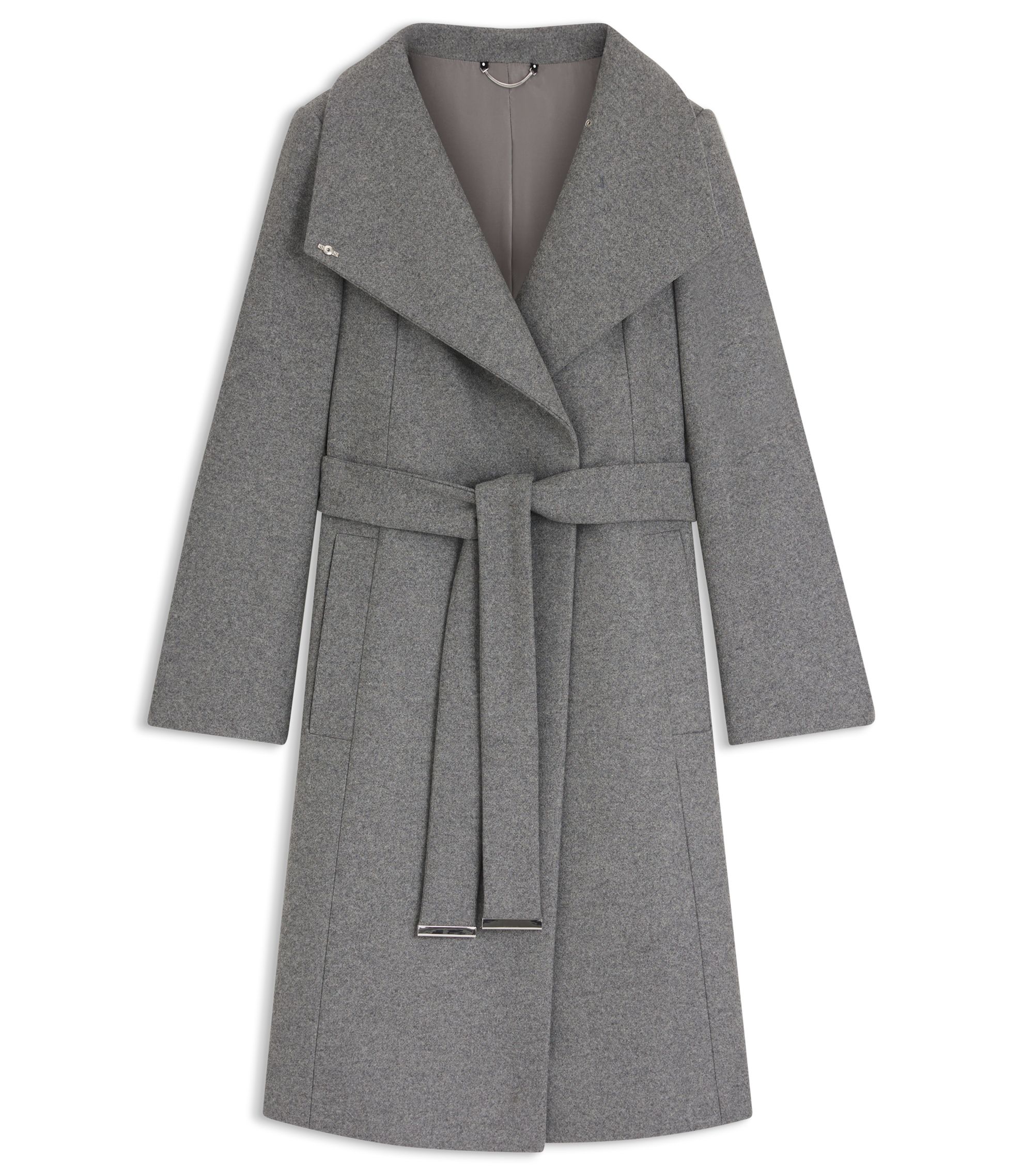 BOSS Belted coat in virgin wool and cashmere Grey