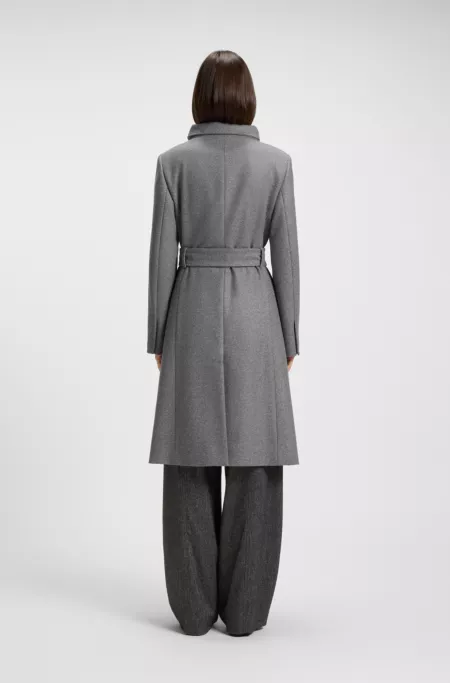 Belted coat in virgin wool and cashmere