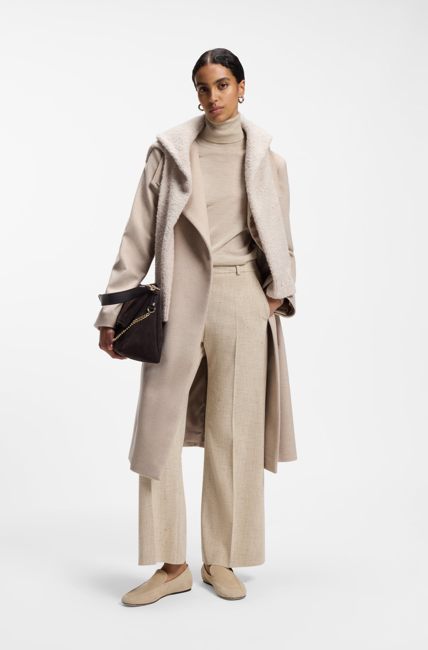 Boss Belted formal coat in virgin wool and cashmere kappor & rockar dam – bild 2