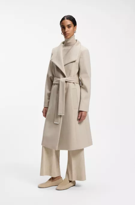 Manteau habillé en laine vierge et cachemire avec ceinture