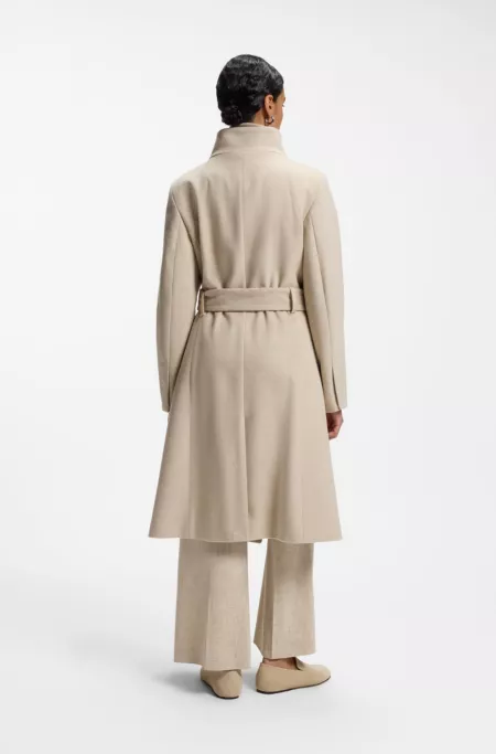Manteau habillé en laine vierge et cachemire avec ceinture