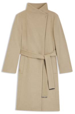 Belted coat in virgin wool and cashmere