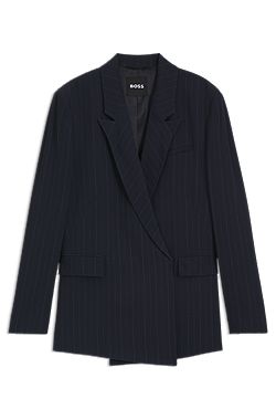 Relaxed-fit pinstripe blazer with concealed closure