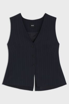 Single-breasted pinstripe waistcoat, Dark Blue