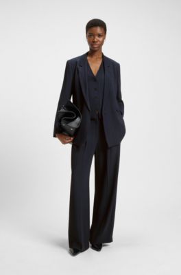 Single-breasted pinstripe waistcoat, Dark Blue