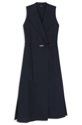 Pinstripe dress with buttoned wrap front 1