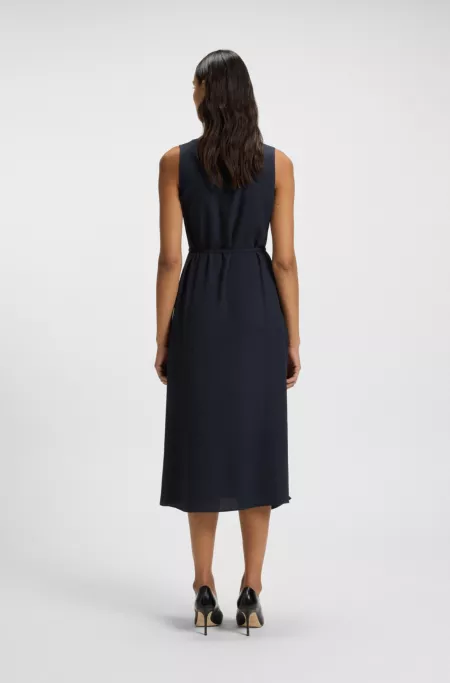 Pinstripe dress with buttoned wrap front