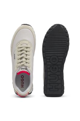 Retro-inspired trainers with faux suede, Light Grey