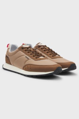Retro-inspired trainers with faux suede, Beige