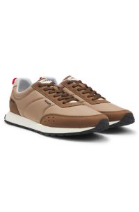 Retro-inspired trainers with faux suede, Beige