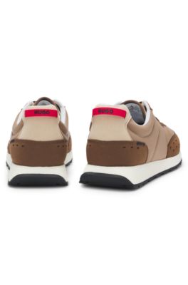 Retro-inspired trainers with faux suede, Beige