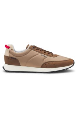 Retro-inspired trainers with faux suede, Beige
