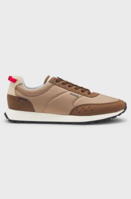 Retro-inspired trainers with faux suede, Beige