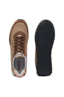 Retro-inspired trainers with faux suede, Beige