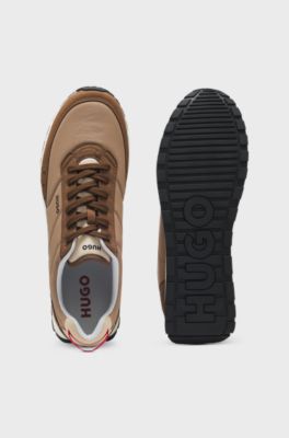 Retro-inspired trainers with faux suede, Beige