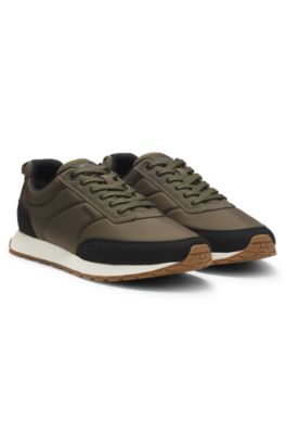 Retro-inspired trainers with faux suede, Khaki