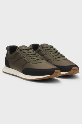 Retro-inspired trainers with faux suede, Khaki