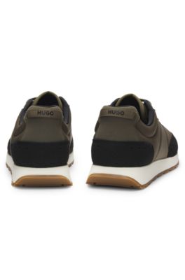 Retro-inspired trainers with faux suede, Khaki