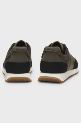 Retro-inspired trainers with faux suede, Khaki