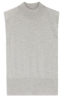Top de punto sin mangas en cashmere con aplicaciones en los hombros, Gris claro