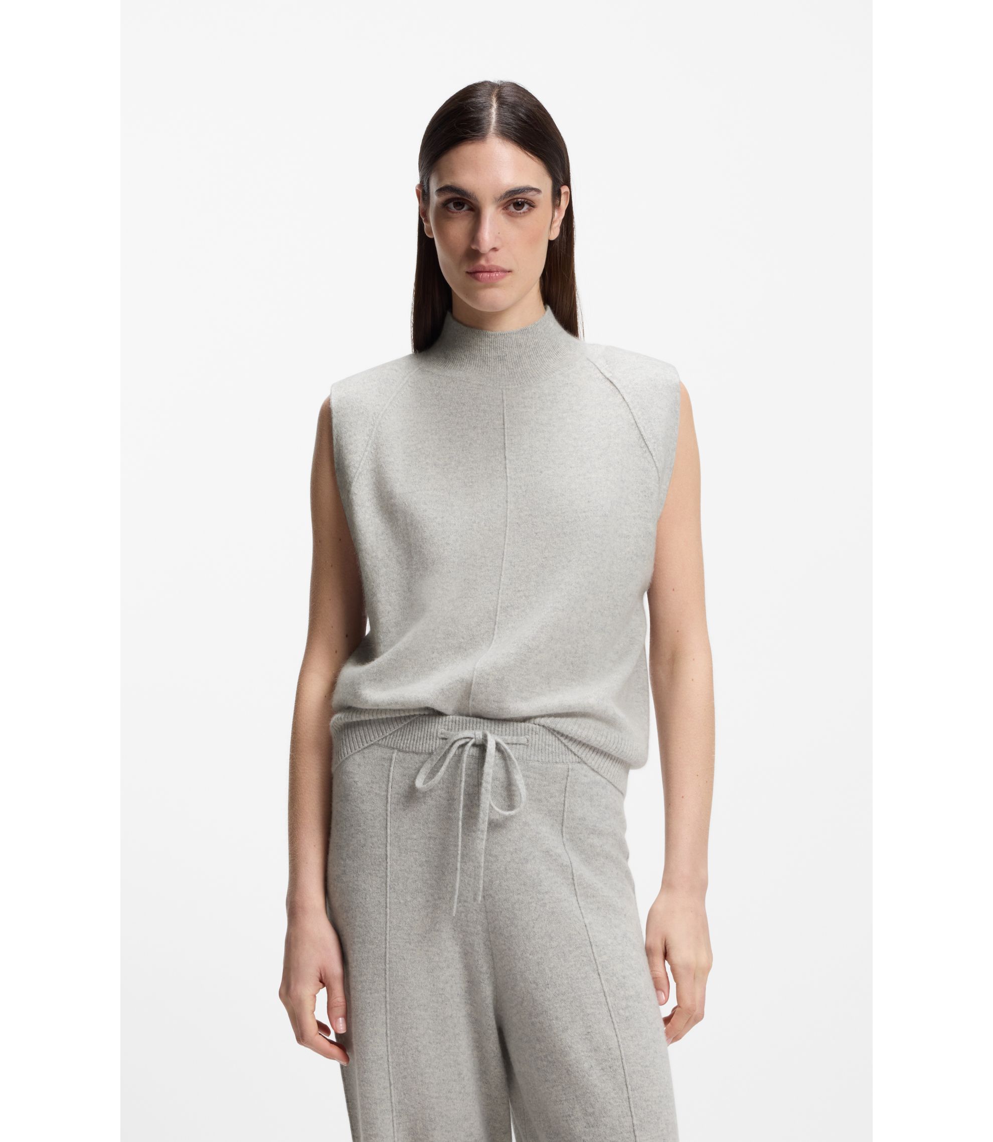 Ärmelloses Stricktop aus Kaschmir mit Schulter-Patches