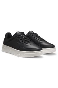 Faux-leather trainers with zigzag detailing, Black