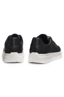 Faux-leather trainers with zigzag detailing, Black