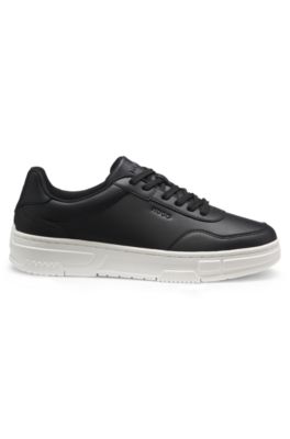 Faux-leather trainers with zigzag detailing, Black