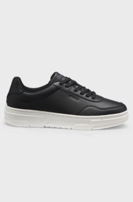 Faux-leather trainers with zigzag detailing, Black