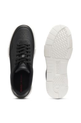 Faux-leather trainers with zigzag detailing, Black