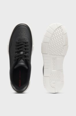 Faux-leather trainers with zigzag detailing, Black