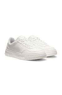 Faux-leather trainers with zigzag detailing, White