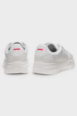 Faux-leather trainers with zigzag detailing, White