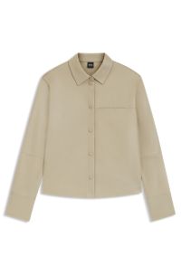 Regular-fit blouse in nappa leather, Light Beige